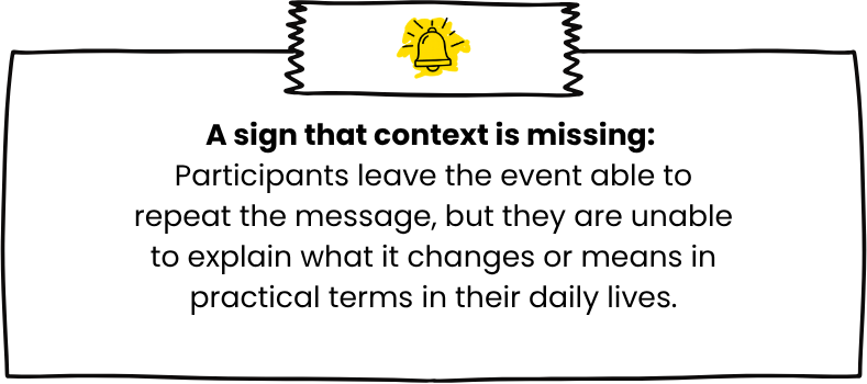 A sign that coherence is lacking Your leaders talk about innovation on stage, but the event format hasn’t changed in three years. (1)